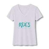 RDCS Floral Script Women's V-Neck Tee