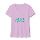 RDCS Floral Script Women's V-Neck Tee