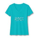 RDCS Floral Script Women's V-Neck Tee