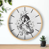 Anatomical Heart Floral Wall Clock