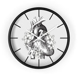Anatomical Heart Floral Wall Clock