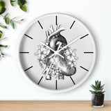 Anatomical Heart Floral Wall Clock