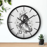 Anatomical Heart Floral Wall Clock