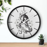 Anatomical Heart Floral Wall Clock