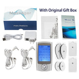 Rechargeable 16 Modes Electronic Pulse Massager EMS TENS Unit Muscle Stimulator Pain Relief Therapy with 12pcs Electrode Pads