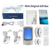 Rechargeable 16 Modes Electronic Pulse Massager EMS TENS Unit Muscle Stimulator Pain Relief Therapy with 12pcs Electrode Pads